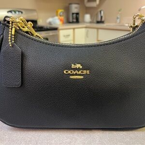 Coach Black Pebbled Leather Shoulder Bag